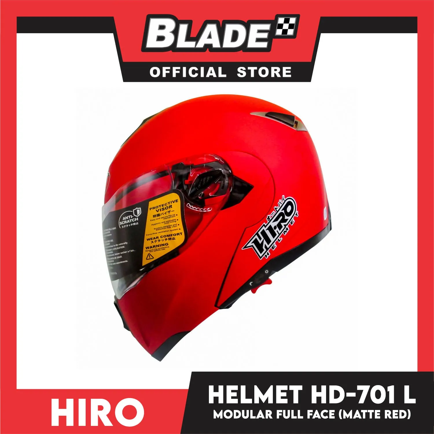 HIRO Helmet HD-701 Matte Red (Modular)
