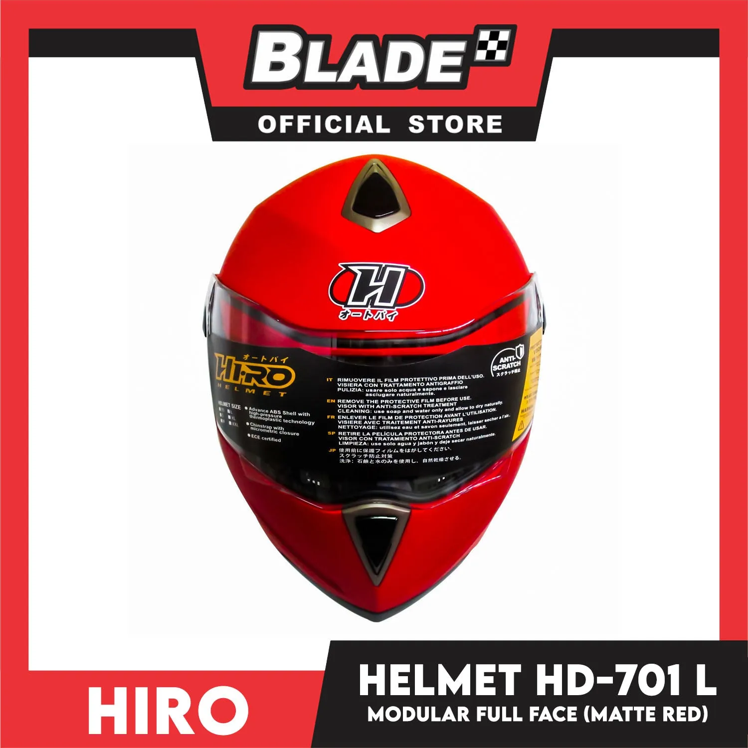 HIRO Helmet HD-701 Matte Red (Modular)