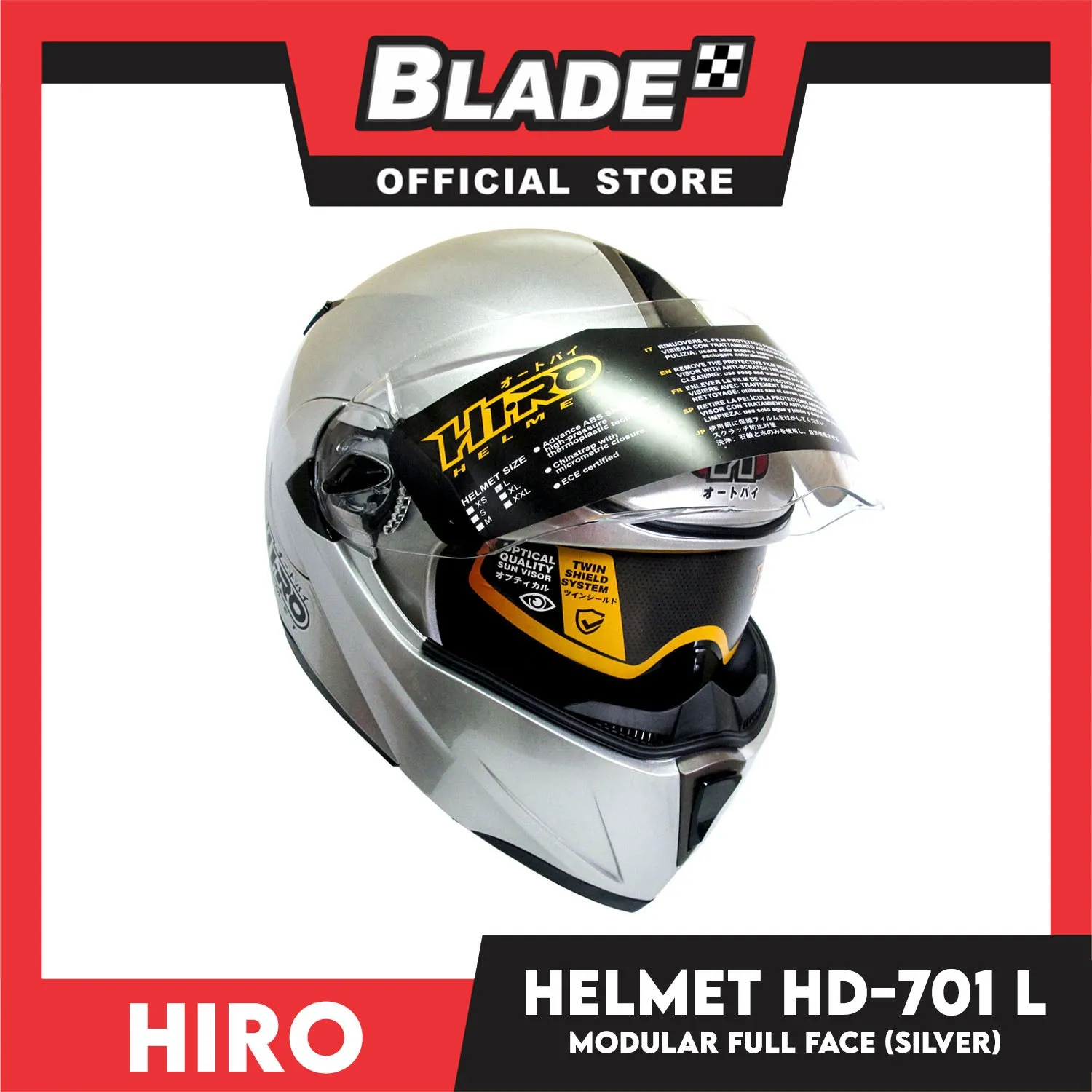 HIRO Helmet HD-701 Silver  (Modular) Large