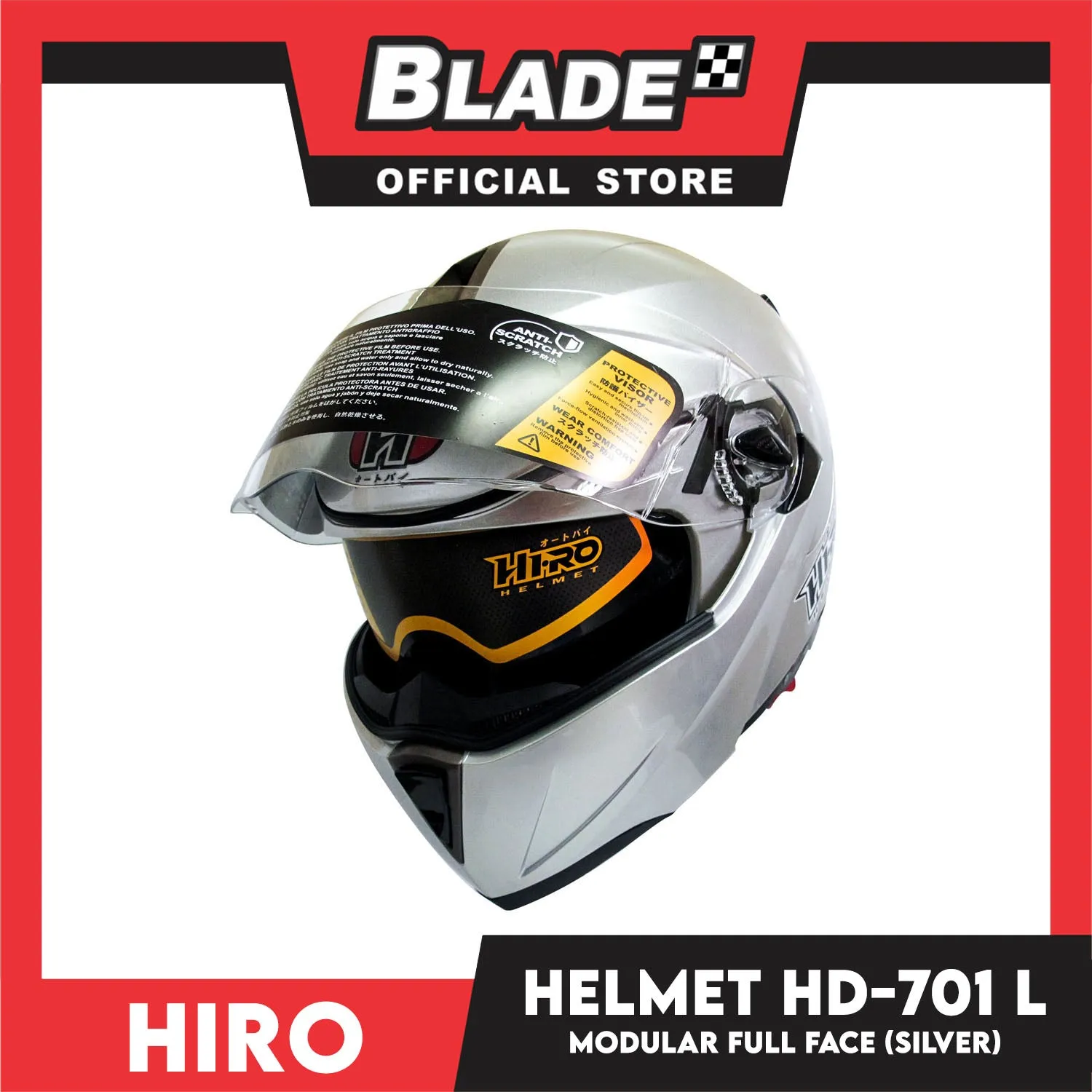 HIRO Helmet HD-701 Silver  (Modular) Large