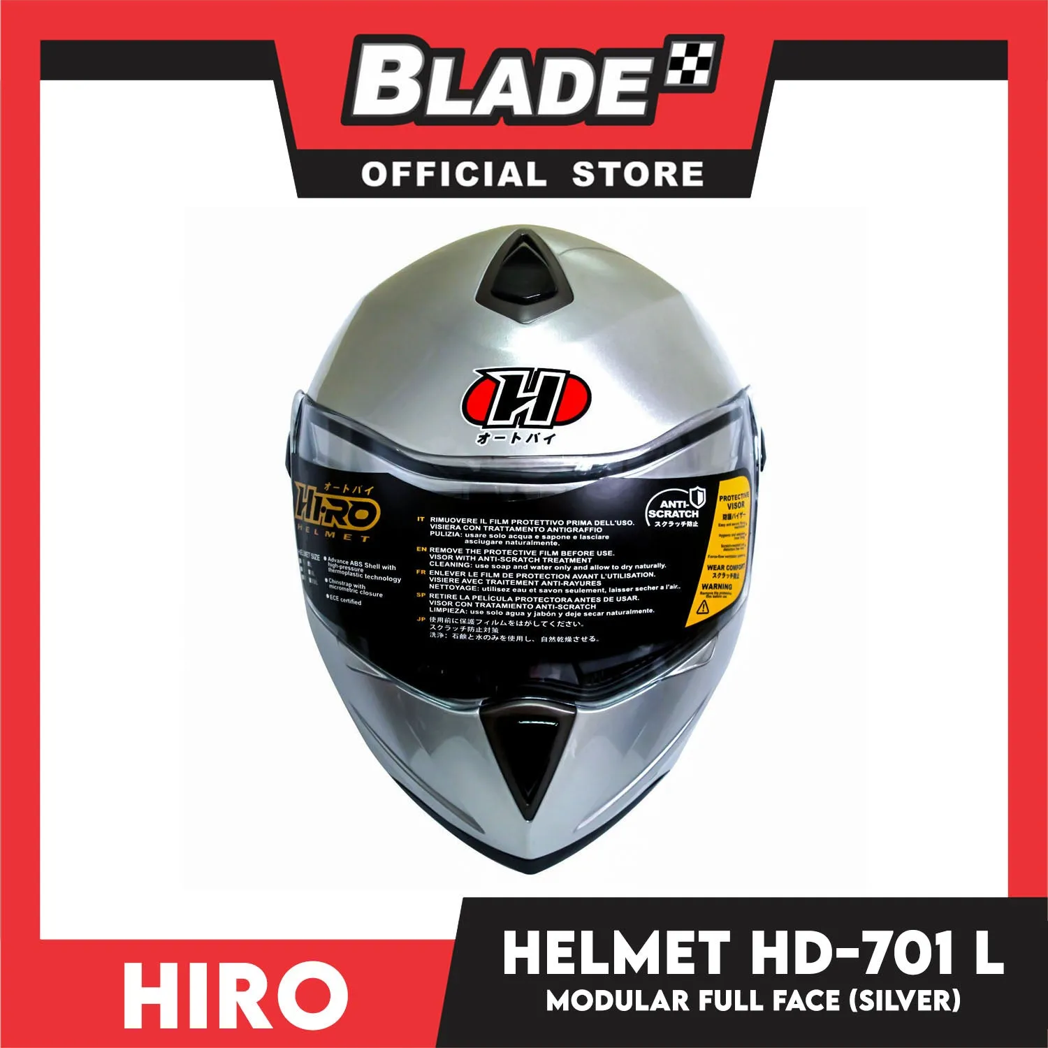 HIRO Helmet HD-701 Silver  (Modular) Large