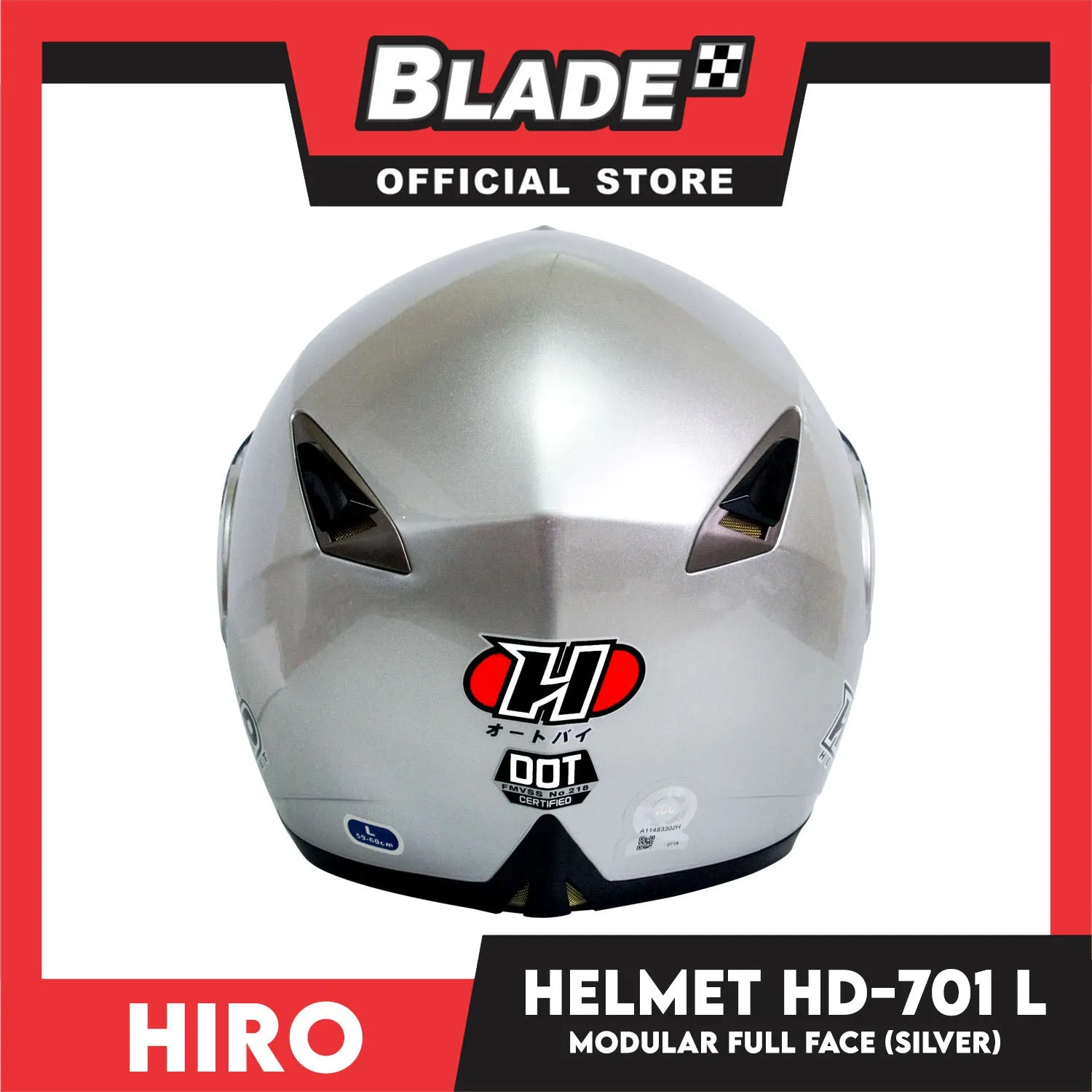 HIRO Helmet HD-701 Silver  (Modular) Large