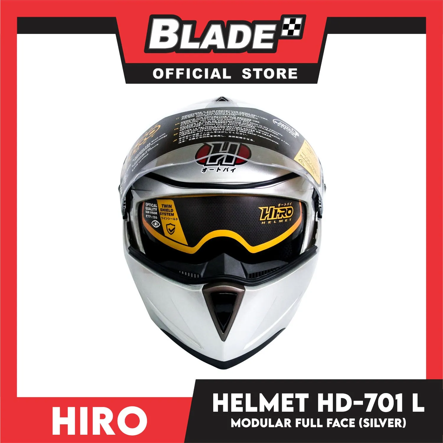 HIRO Helmet HD-701 Silver  (Modular) Large