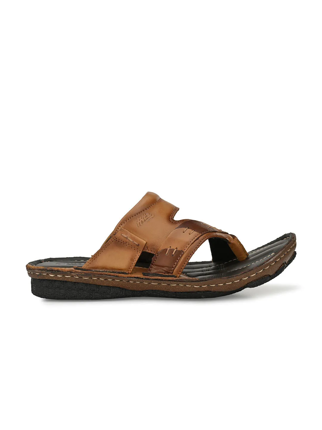 HITZ7350 Men's Tan Leather Daily Wear Open Slipper