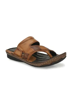 HITZ7350 Men's Tan Leather Daily Wear Open Slipper