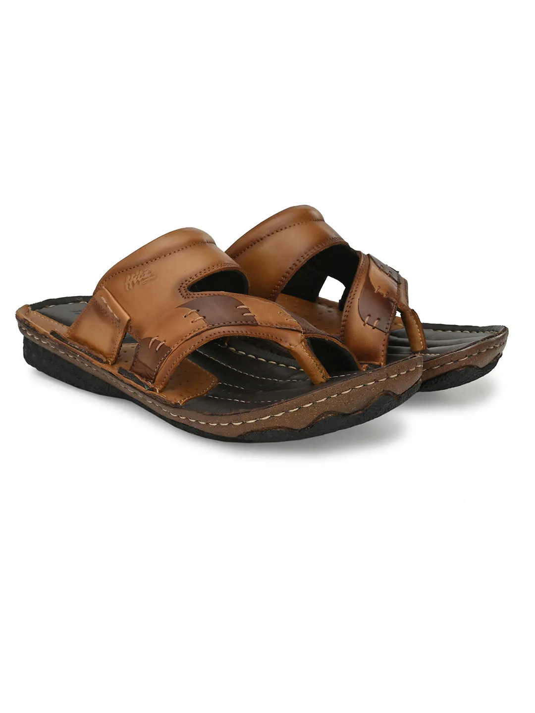HITZ7350 Men's Tan Leather Daily Wear Open Slipper