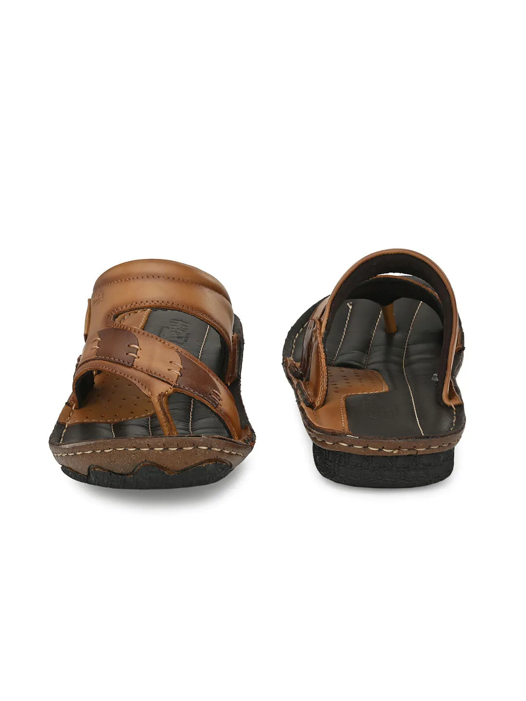 HITZ7350 Men's Tan Leather Daily Wear Open Slipper