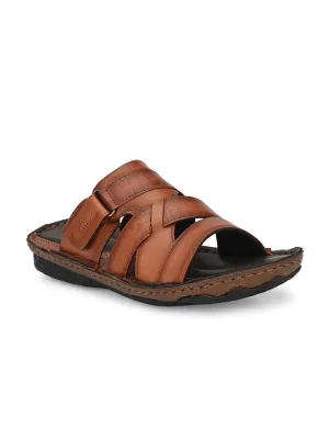 HITZ7357 Men's Tan Leather Casual Open Slipper