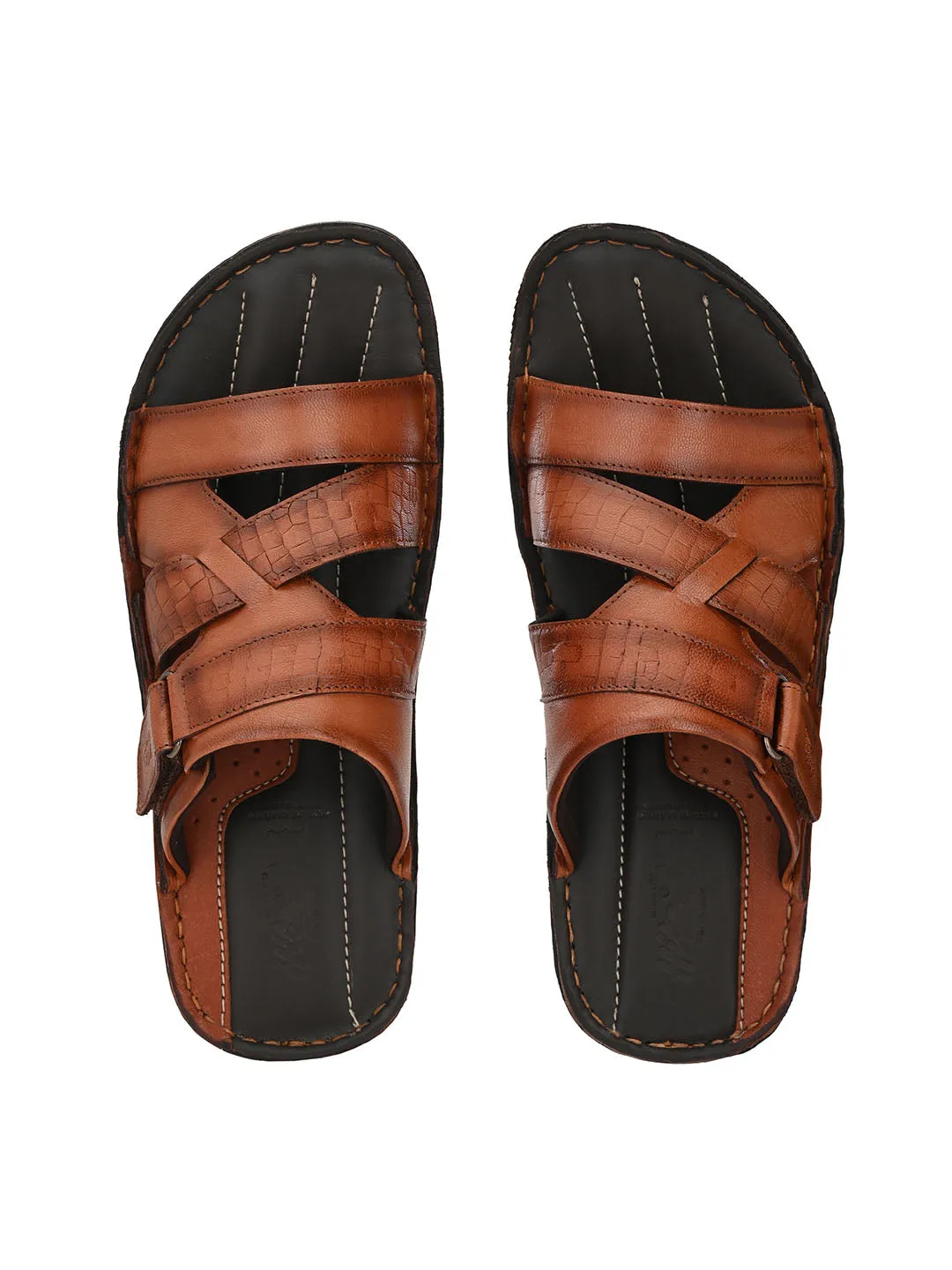 HITZ7357 Men's Tan Leather Casual Open Slipper