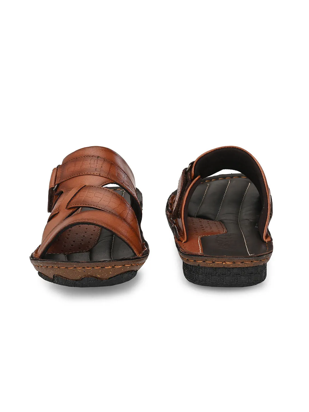 HITZ7357 Men's Tan Leather Casual Open Slipper