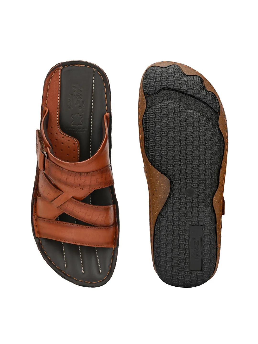 HITZ7357 Men's Tan Leather Casual Open Slipper