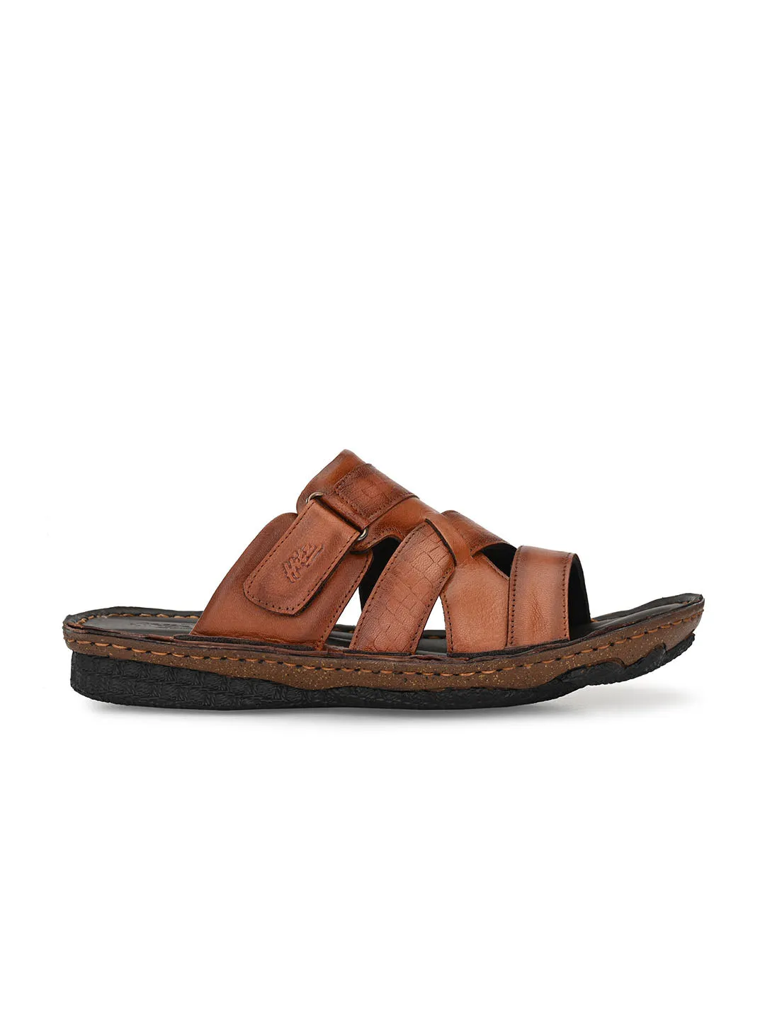 HITZ7357 Men's Tan Leather Casual Open Slipper