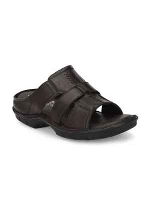 HITZ9615 Men's Brown Leather Casual Open Slipper