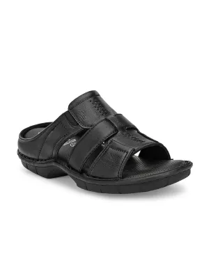 HITZ9620 Men's Black Leather Casual Open Slipper