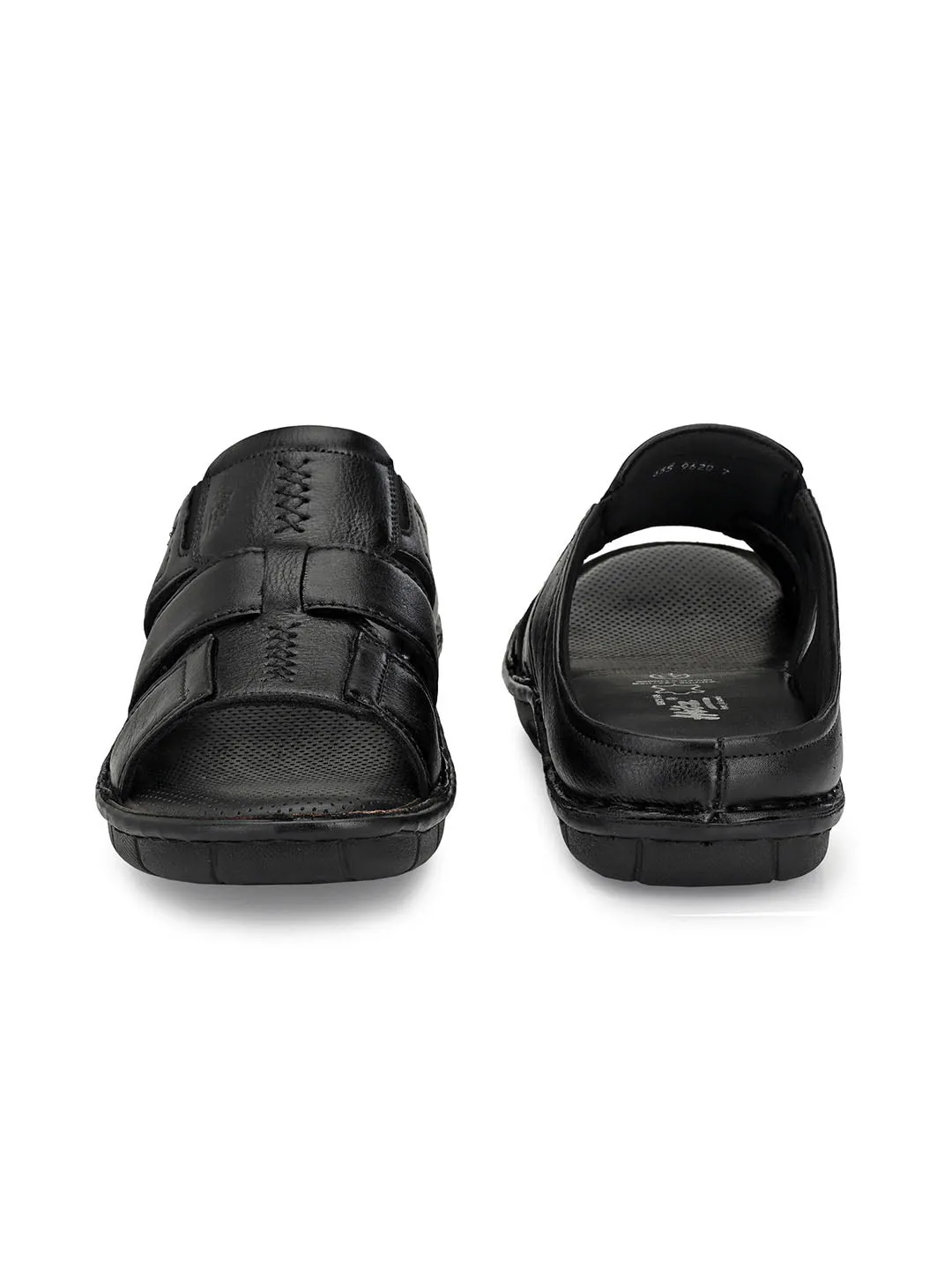 HITZ9620 Men's Black Leather Casual Open Slipper