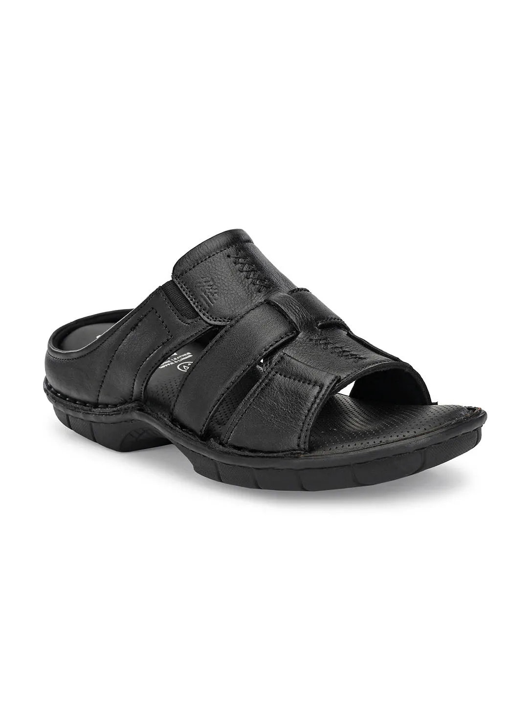 HITZ9620 Men's Black Leather Casual Open Slipper