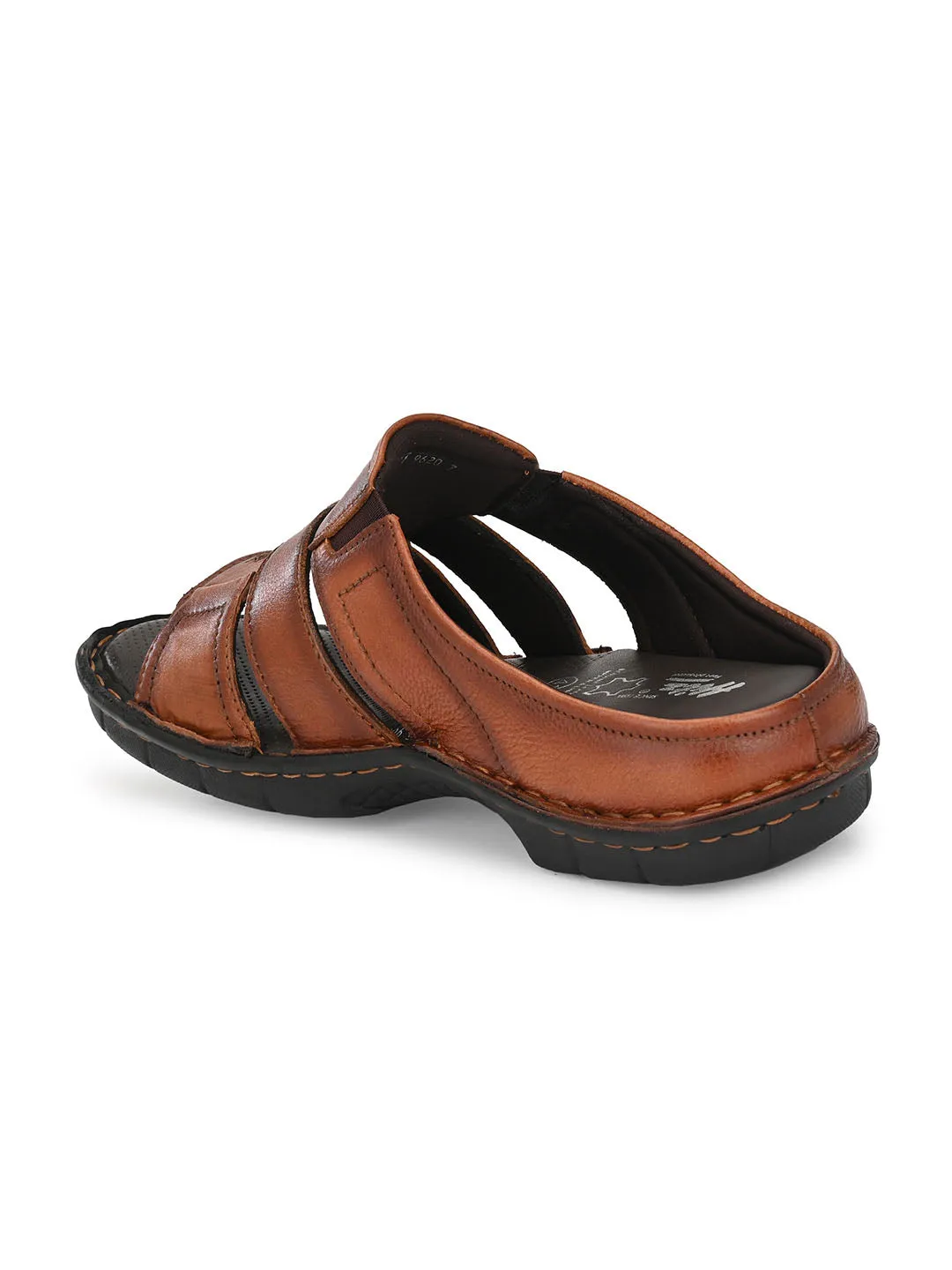 HITZ9620 Men's Tan Leather Casual Open Slipper
