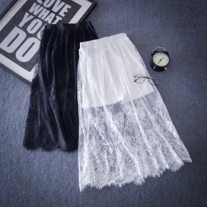 hollow body length lace backing paragraph slim slim gauze LINED SKIRT