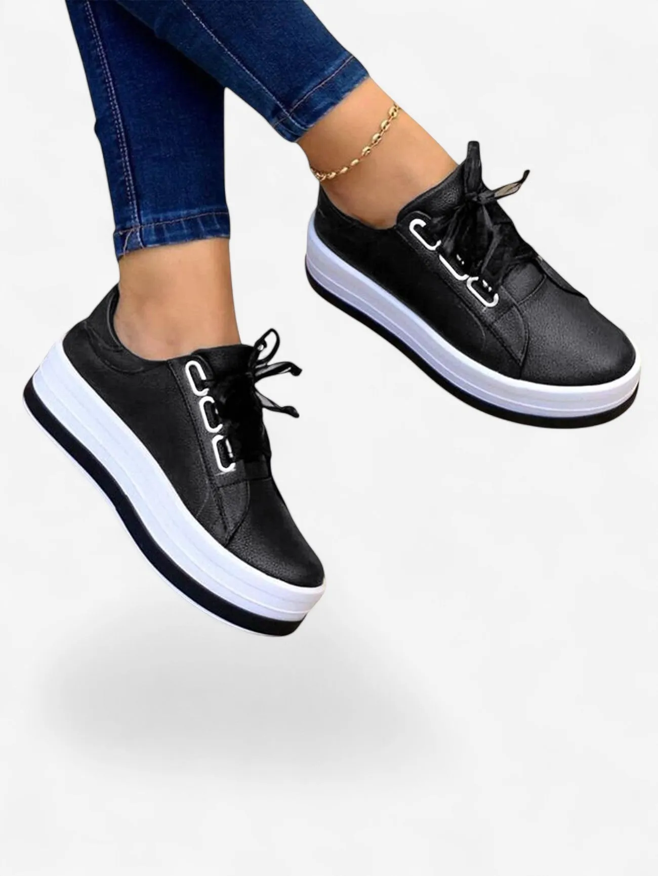 Jada | Women’s Casual Platform Sneakers Slip On Lace Up