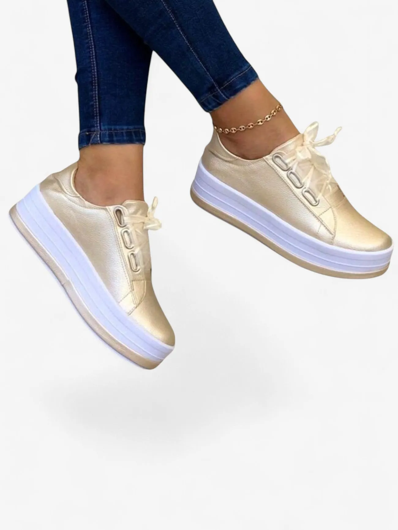 Jada | Women’s Casual Platform Sneakers Slip On Lace Up