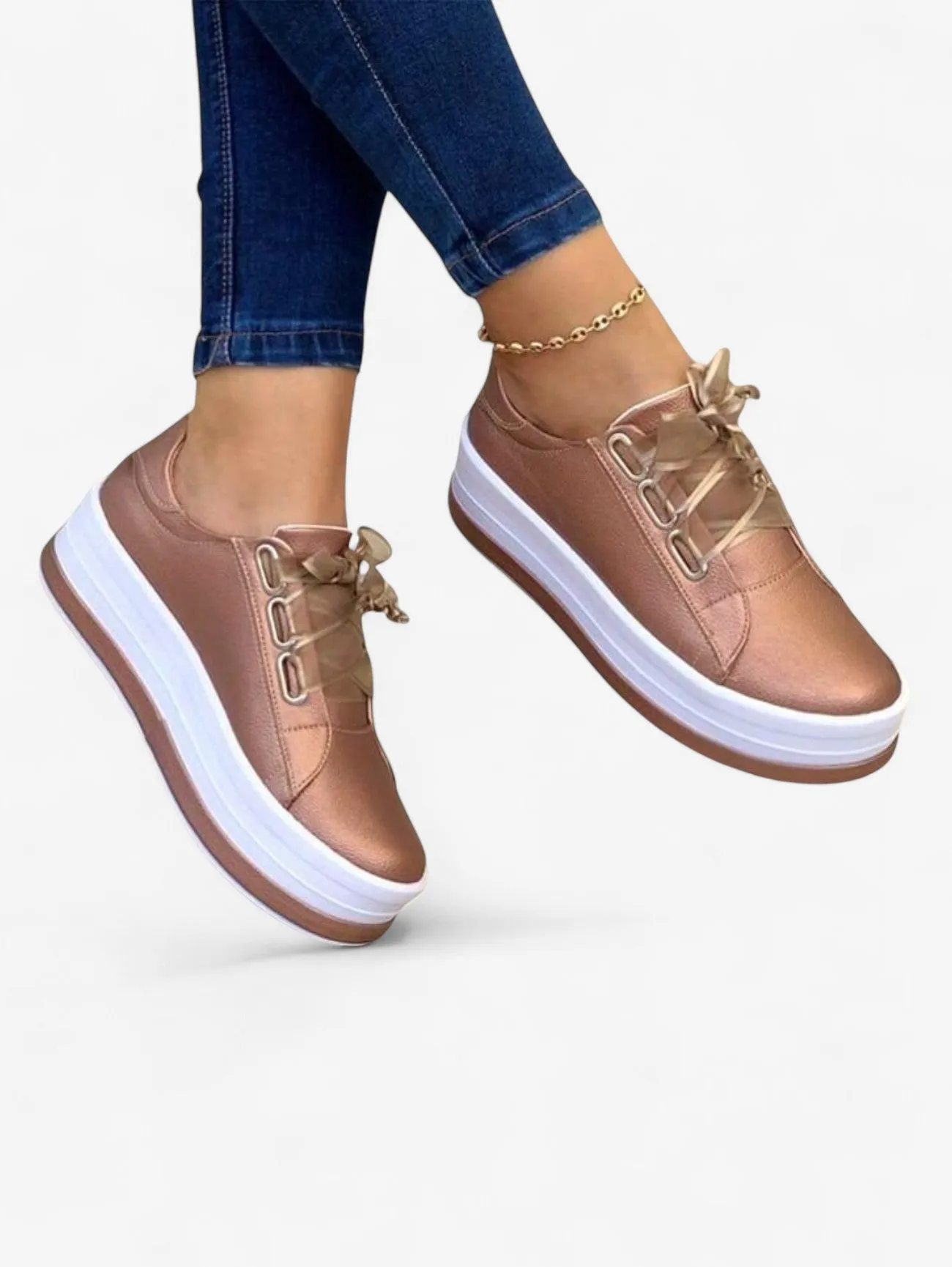 Jada | Women’s Casual Platform Sneakers Slip On Lace Up