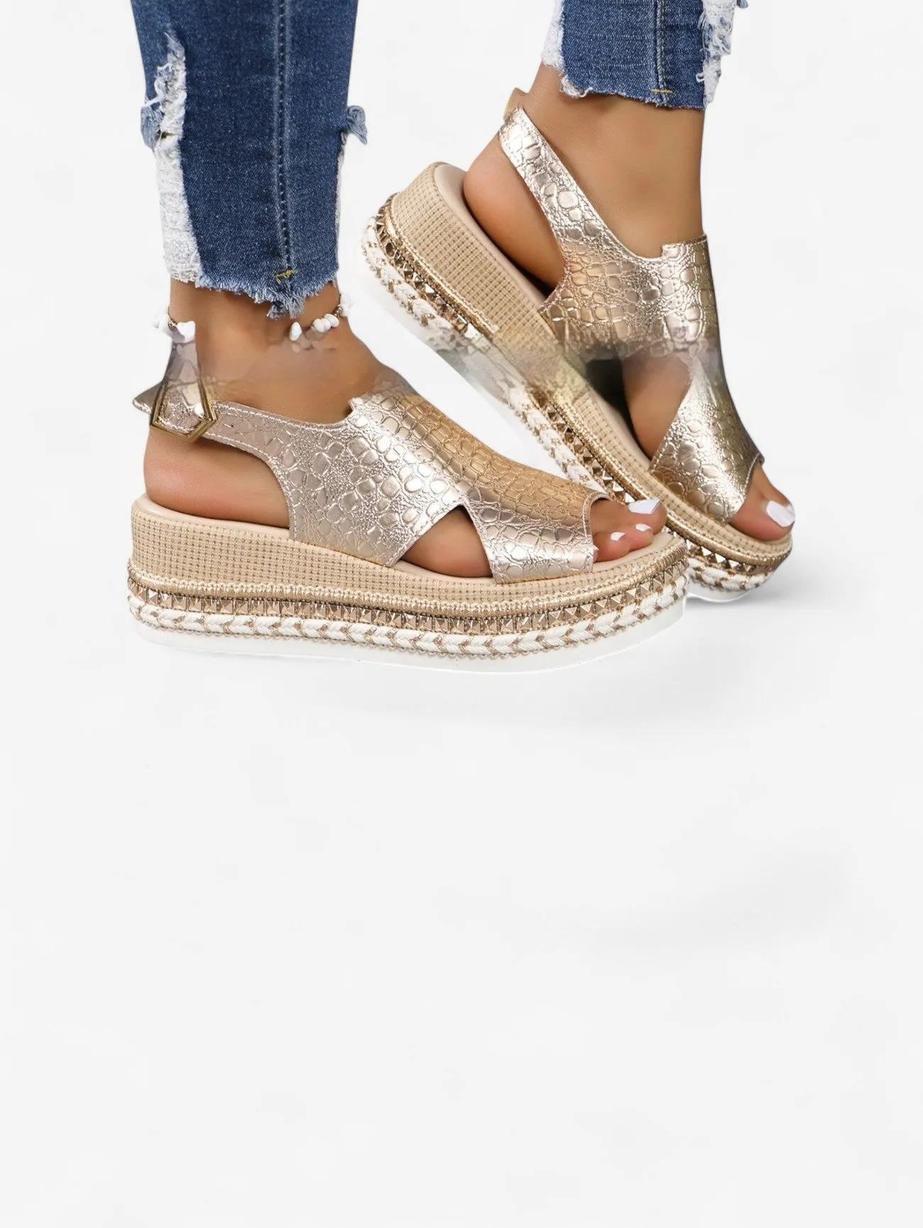 Jada | Women’s Platform Wedge Open Toe Sandals Shoes