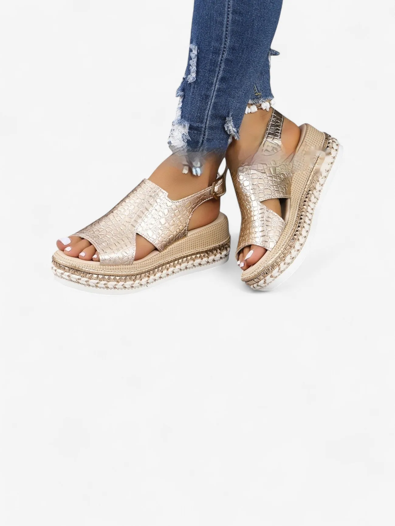 Jada | Women’s Platform Wedge Open Toe Sandals Shoes