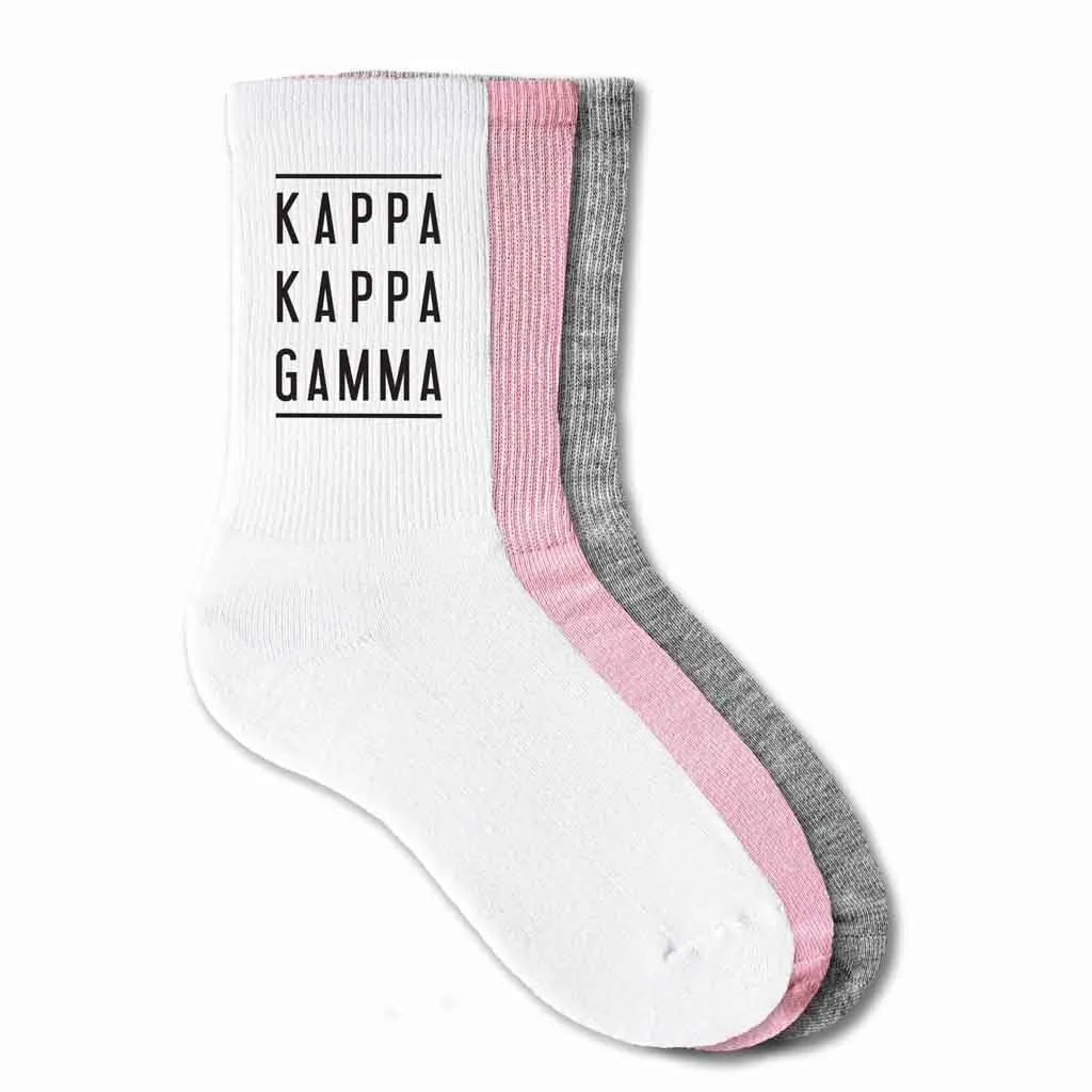 Kappa Kappa Gamma Sorority Crew Socks