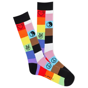 K.Bell Men's Rainbow Patches Active Crew Sock