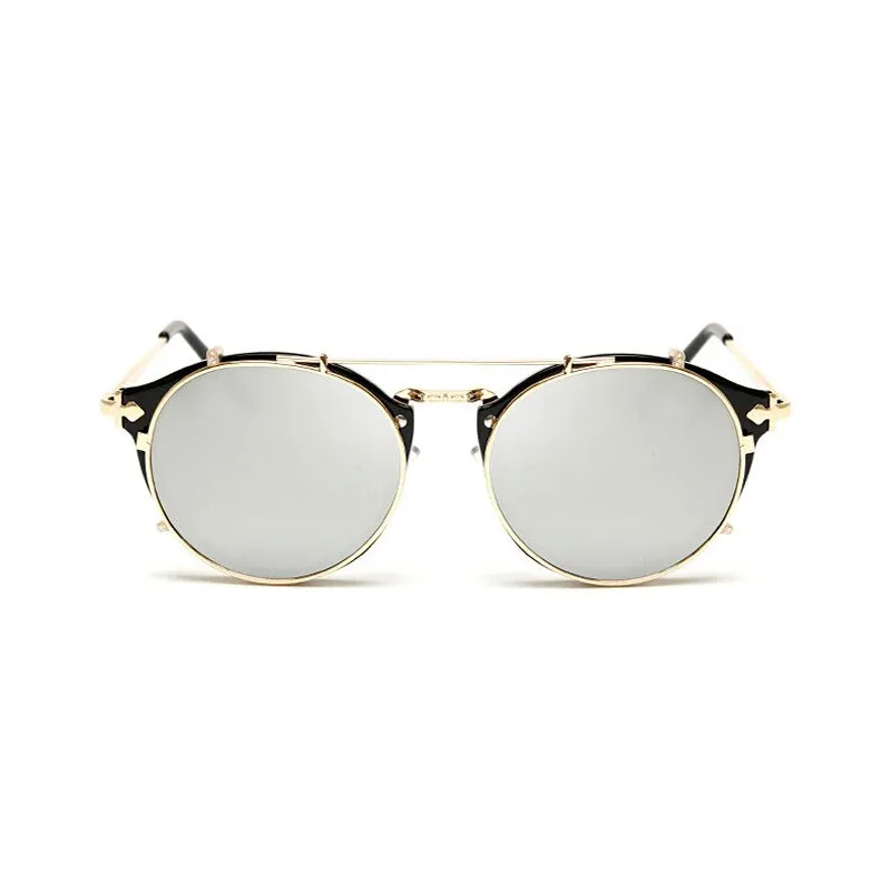 Kdeam Happy Clip On Sunglasses Men Removable Round Glasses Steampunk Women Carve Design Sunglass With Brand Box