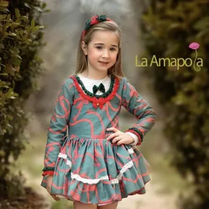 LA AMAPOLA GREEN AMAZONA DROP WAIST DRESS