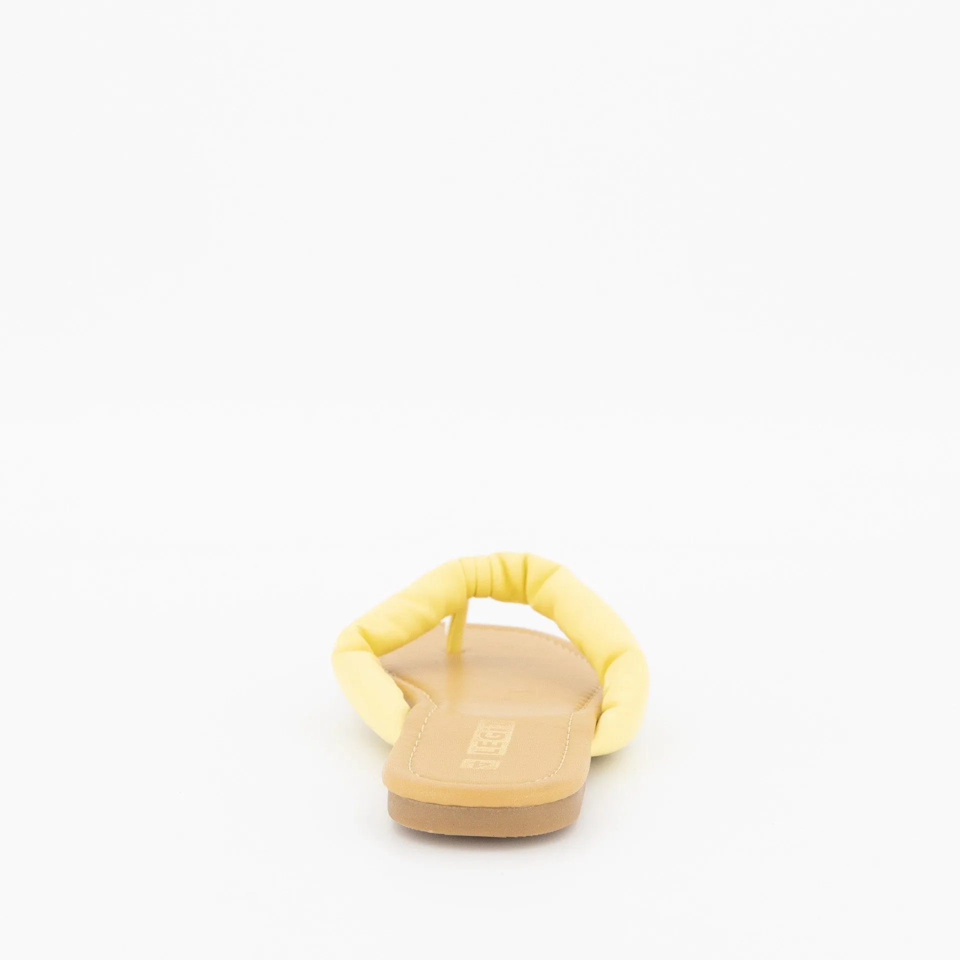 Ladies Puffy Thong Push-In Sandal - Light Yellow