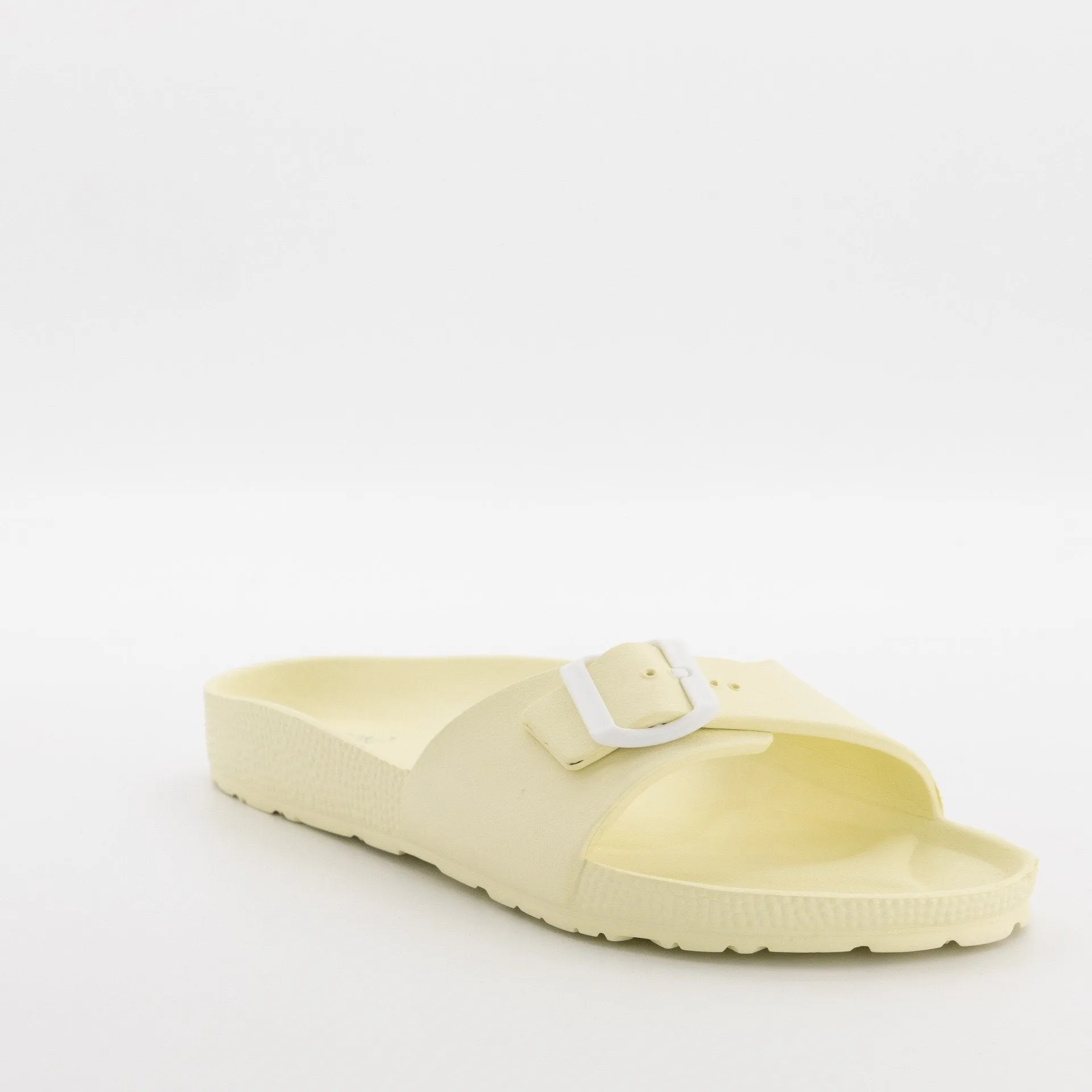 Ladies Shaped Single Band Moulded Mule Sandal - Light Yellow