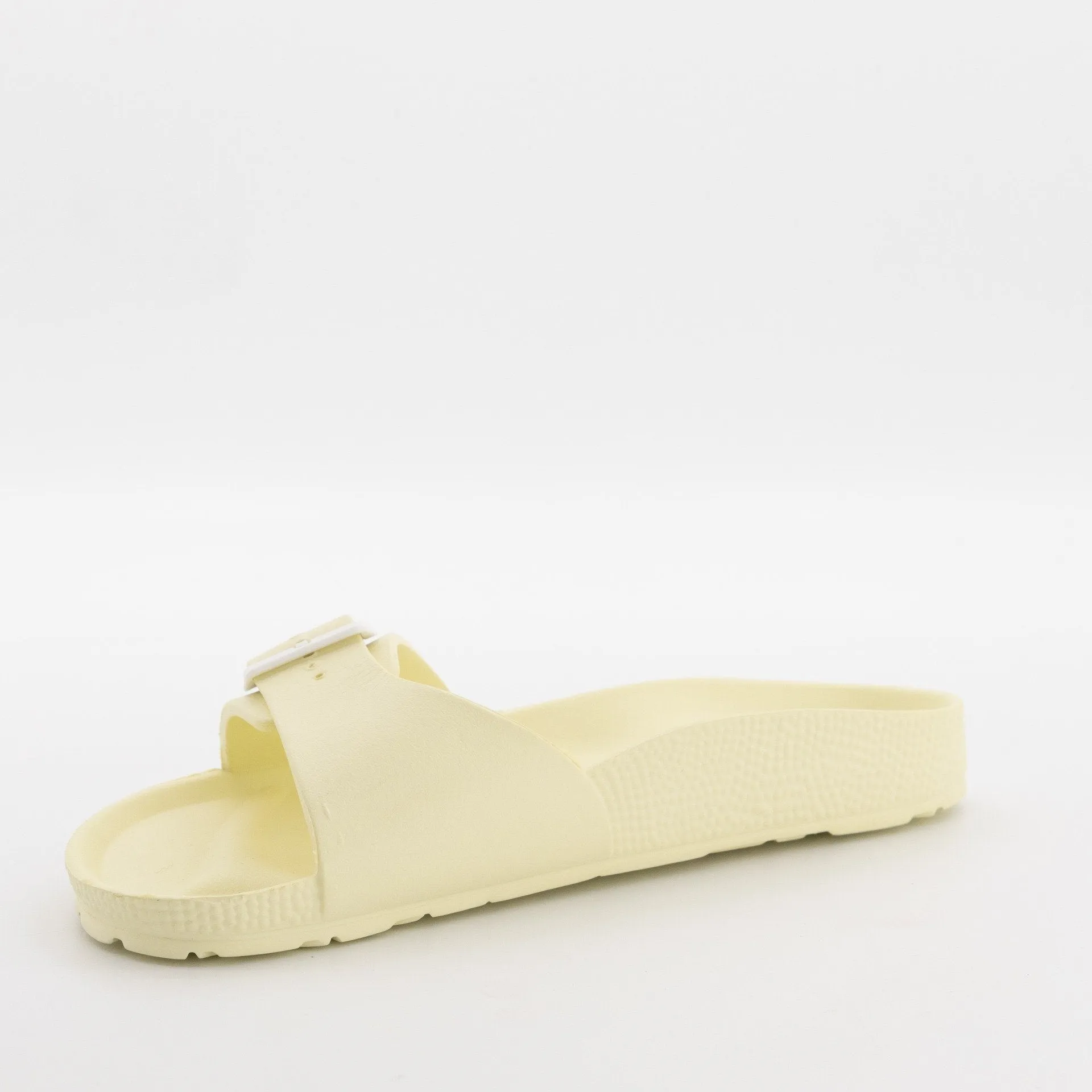 Ladies Shaped Single Band Moulded Mule Sandal - Light Yellow
