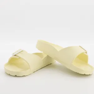 Ladies Shaped Single Band Moulded Mule Sandal - Light Yellow