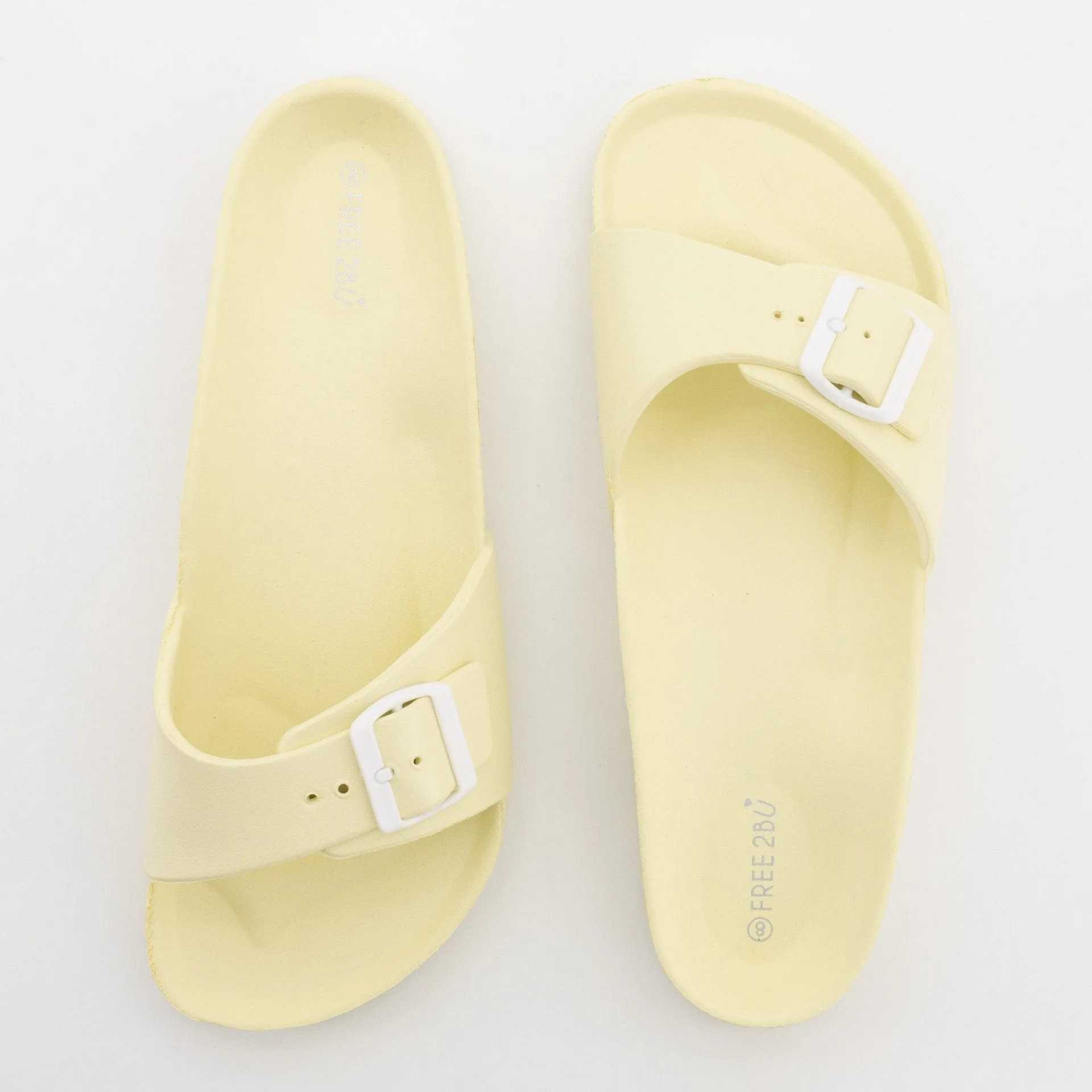Ladies Shaped Single Band Moulded Mule Sandal - Light Yellow