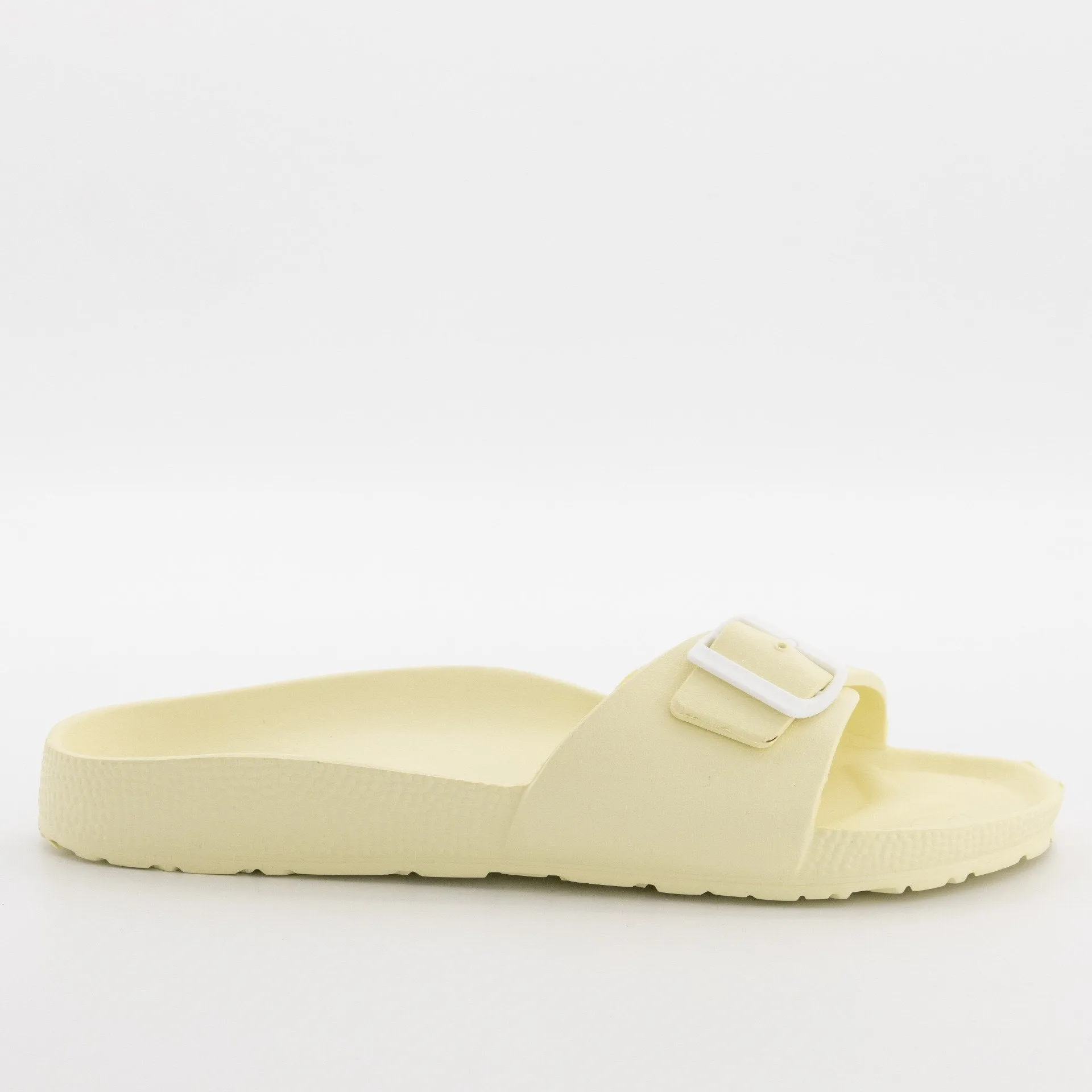 Ladies Shaped Single Band Moulded Mule Sandal - Light Yellow