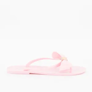 Ladies-Sweet Bow Jelly Sandal - Light Pink