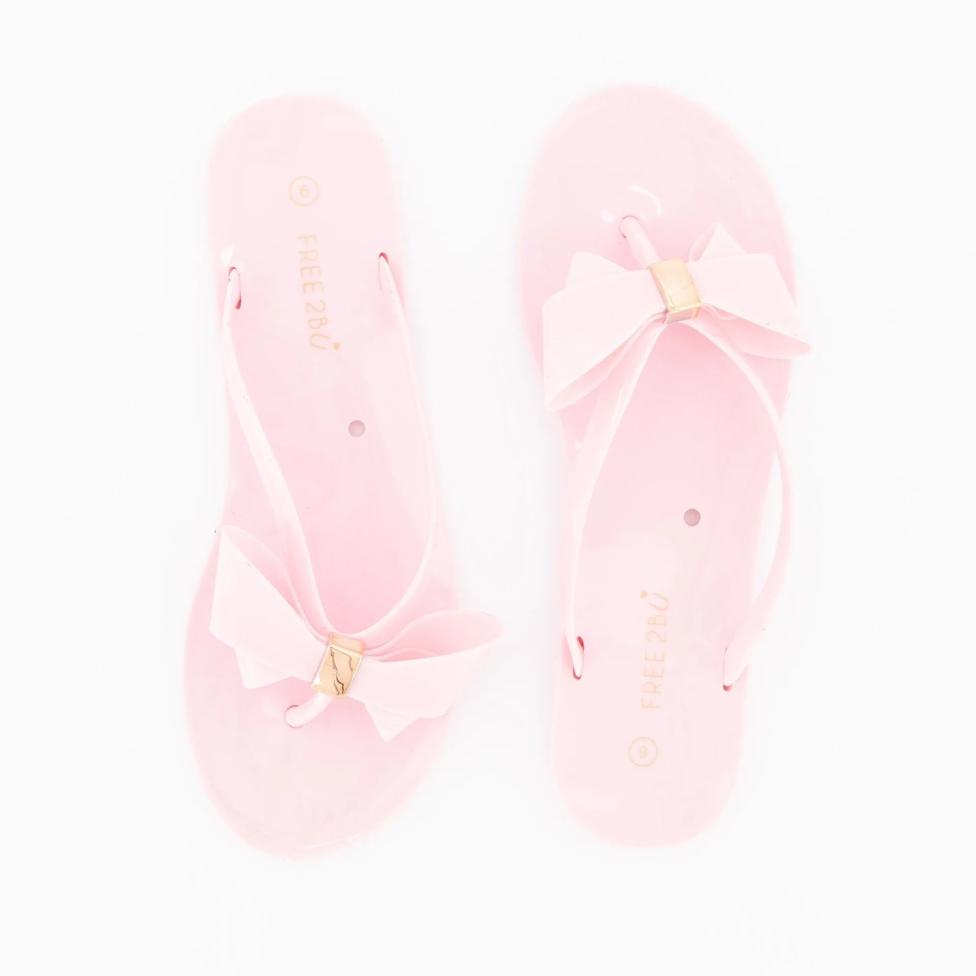 Ladies-Sweet Bow Jelly Sandal - Light Pink