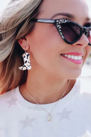 Leopard Fur Boot Earrings - Gold