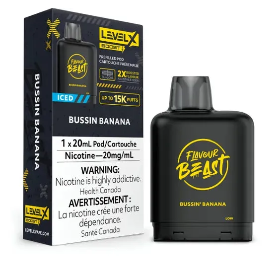 Level X Flavour Beast BOOST Pod - 15K Puffs - Bussin Banana Iced