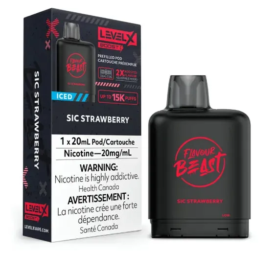 Level X Flavour Beast BOOST Pod - 15K Puffs - Sic Strawberry Iced