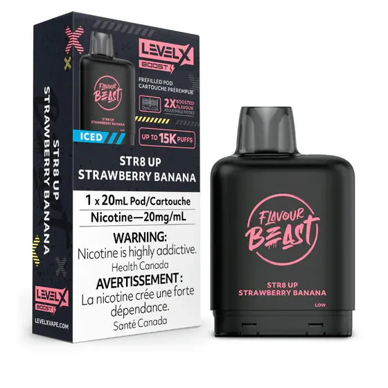 Level X Flavour Beast BOOST Pod - 15K Puffs - STR8 Up Strawberry Banana