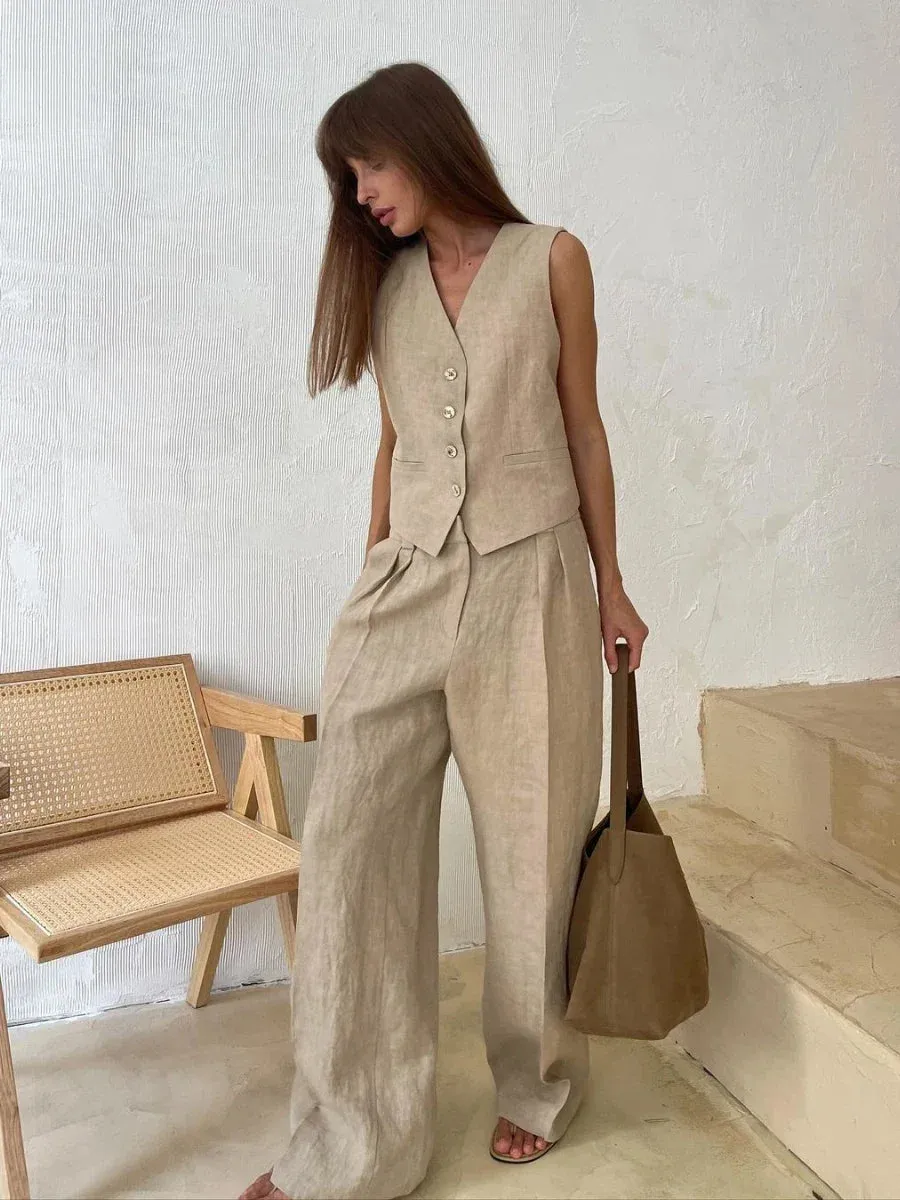 Linen Vest & Pants Set