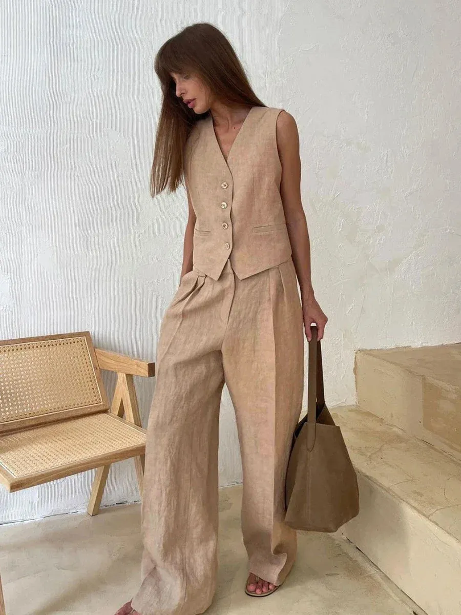Linen Vest & Pants Set