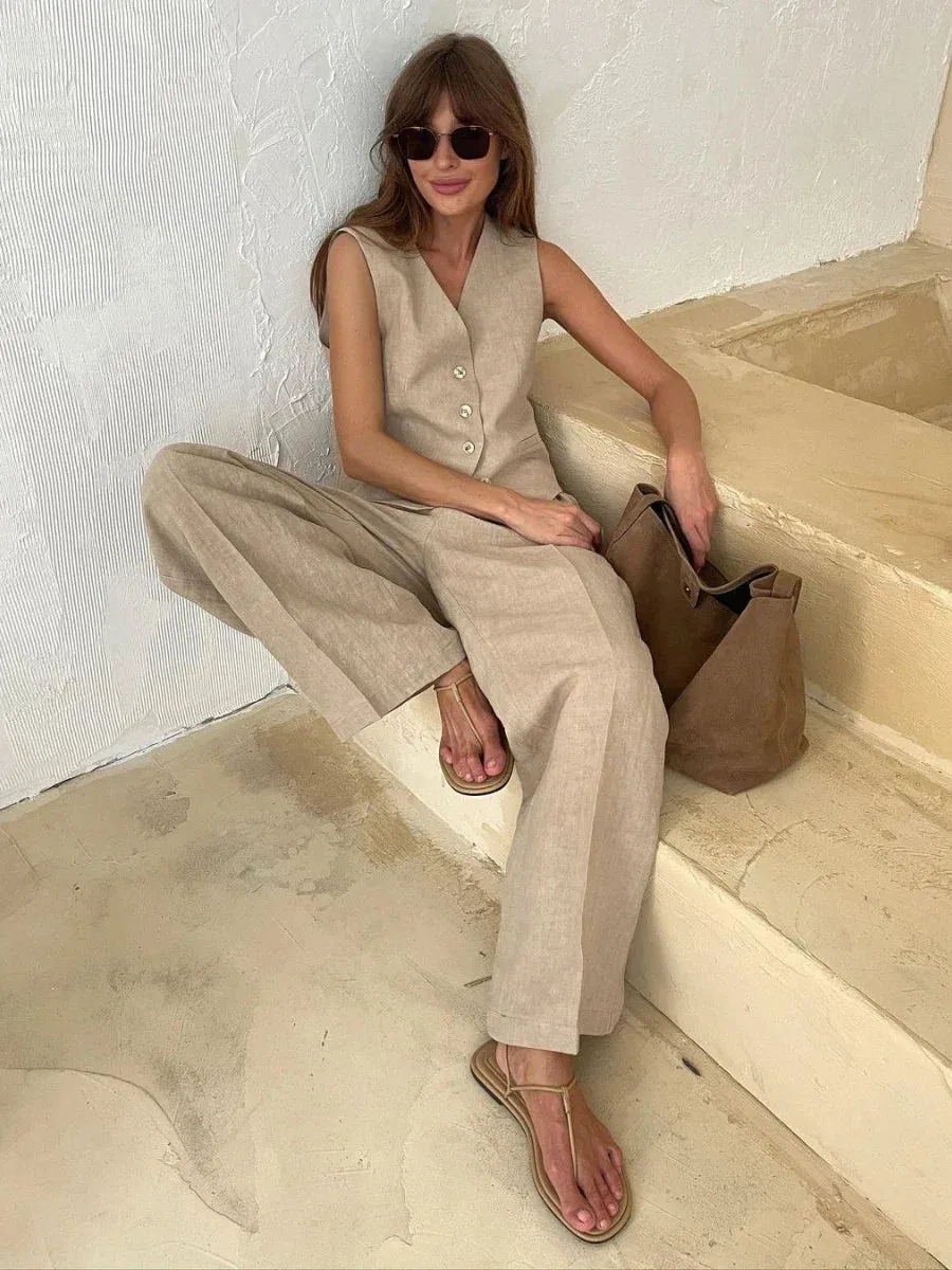 Linen Vest & Pants Set