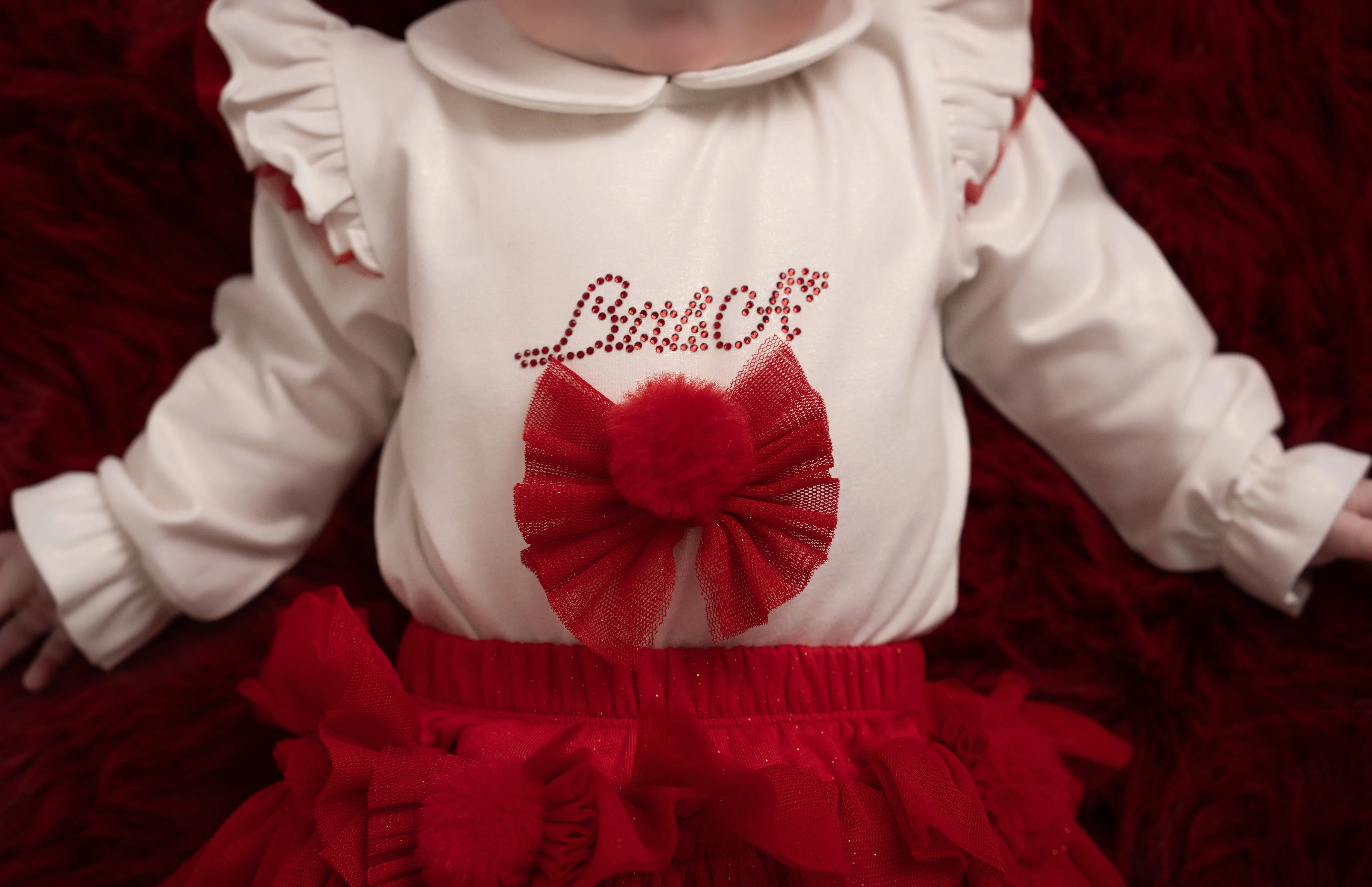 Little A HEIDI Snow White Pom Pom Tulle Jam Pant Set LA24409