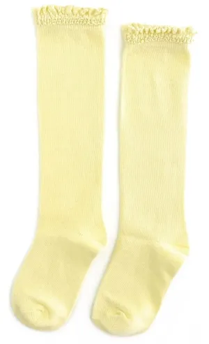 Little Stocking Co Lace Top Knee High Socks - Lemonade