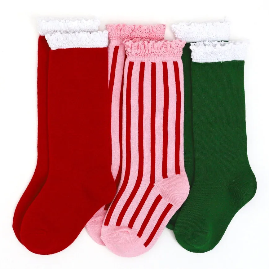 Little Stocking Co Santa Baby Knee High Socks 3-Pack