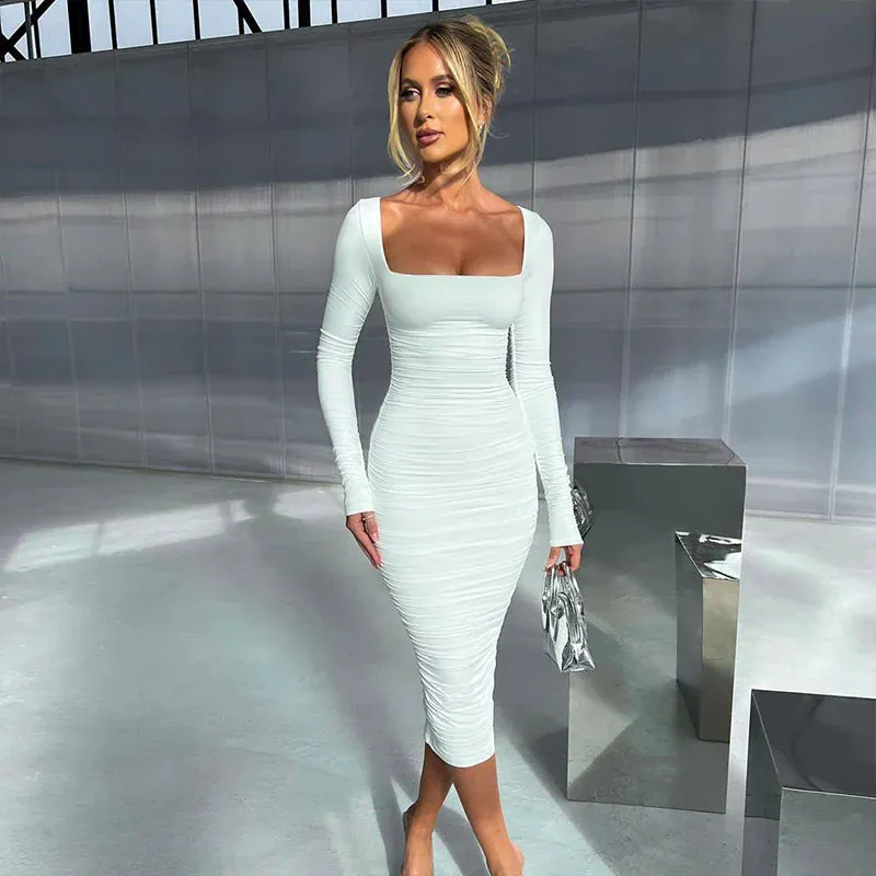 Long Sleeve Bodycon Midi Dress